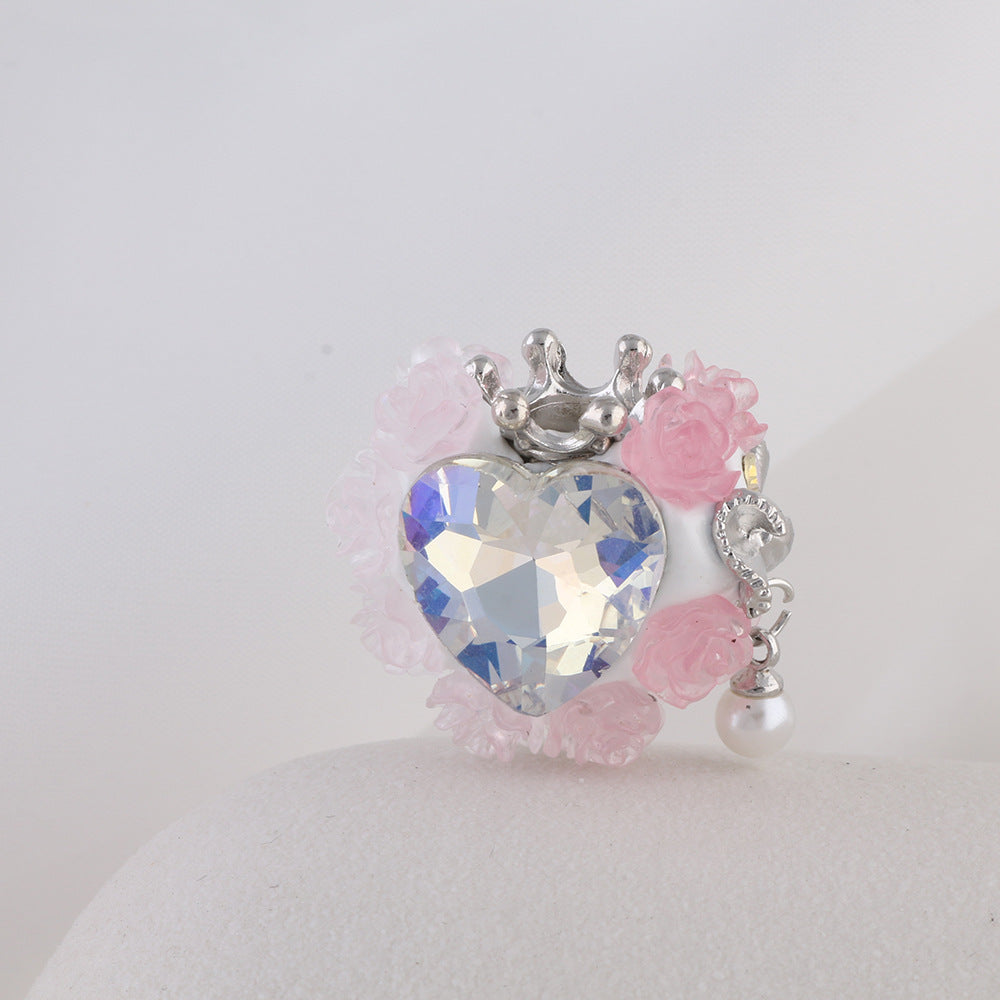 Wholesale Color Changing Love Zircon Crown Soft Ceramic Diamond Ball with Straight Hole Beads